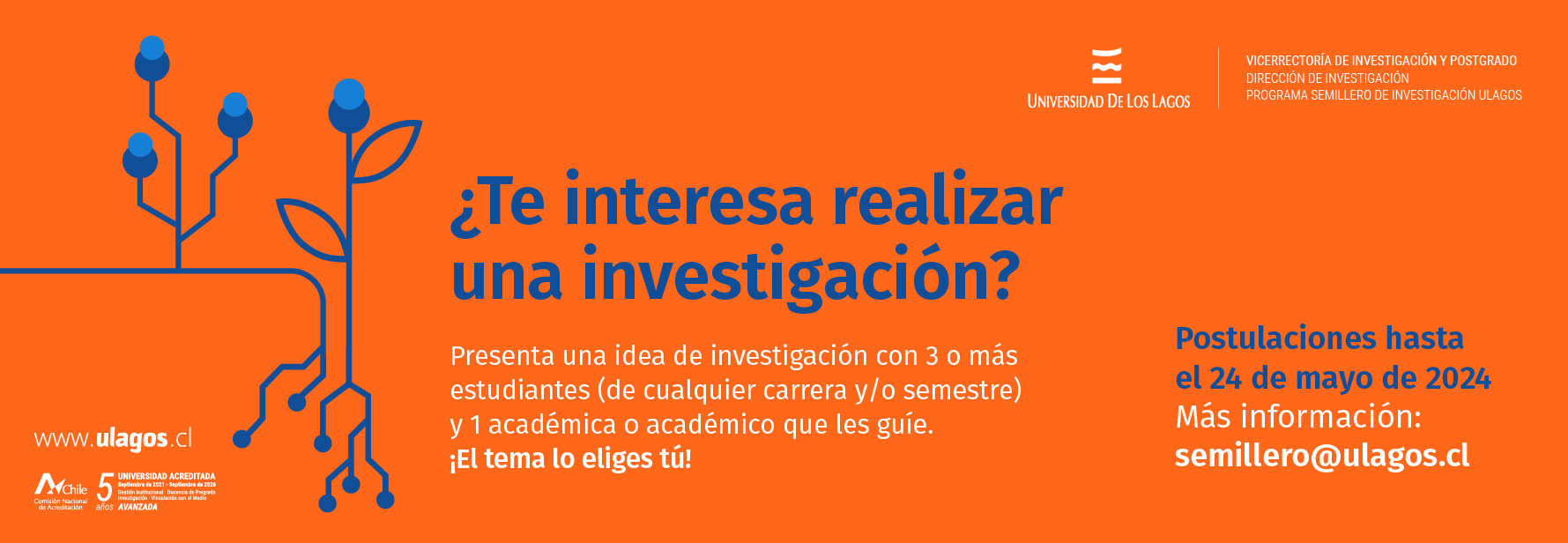 Cierre postulaciones Programa Semillero de Investigación ULagos